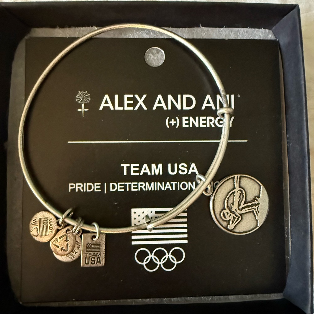 Alex and Ani Silver Olympic Charm Bracelet - Ski Racer - Team USA